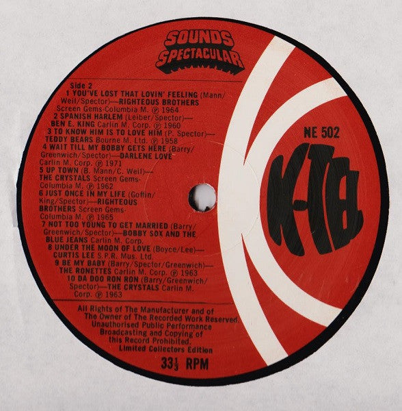 Sounds Spectacular 20 World Wide Hits 1974-Vocal, Pop Rock, Doo Wop (Vinyl) Produced by Phil Spector