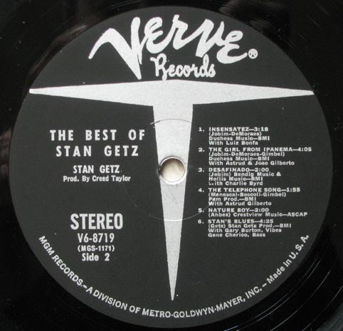 Stan Getz – The Best of Stan Getz (Jazz / Bossa Nova / Cool Jazz, Vinyl LP) V6‑8719