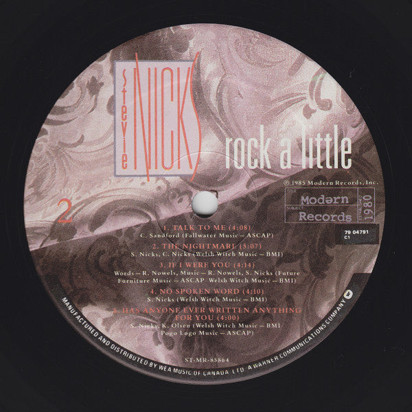Stevie Nicks – Rock a Little – 1985 – Pop Rock / Synth-Rock / Gothic Balladry (vinyl)