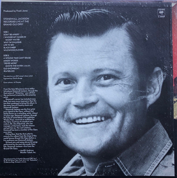 Stonewall Jackson Recorded Live At The Grand Ole Opry - 1971-	Folk, World, & Country (vinyl)