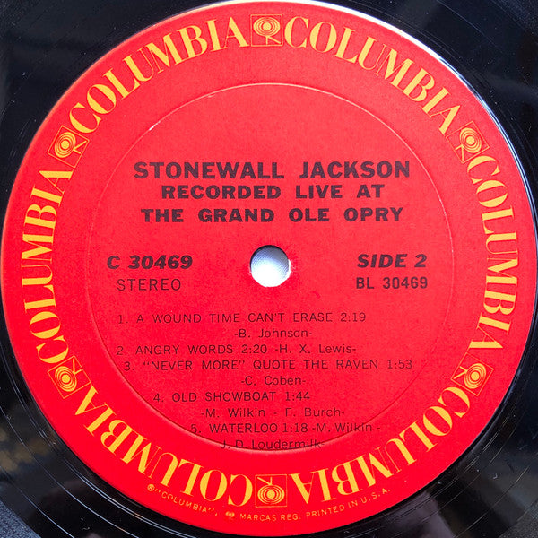Stonewall Jackson Recorded Live At The Grand Ole Opry - 1971-	Folk, World, & Country (vinyl)