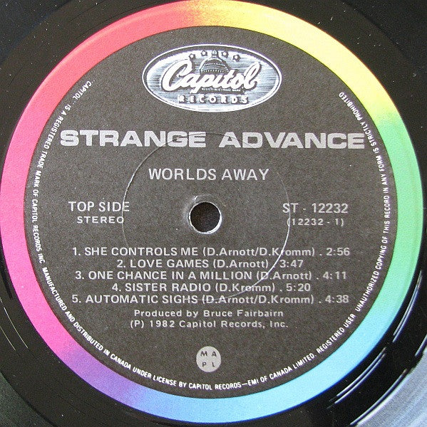 Strange Advance ‎– Worlds Away -1982- New Wave, Pop Rock (vinyl)