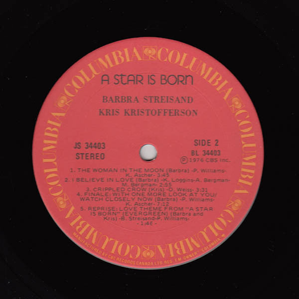 Streisand Kristofferson A Star Is Born 1976 Rock, Stage & Screen Style: Soundtrack, Pop Rock (vinyl)