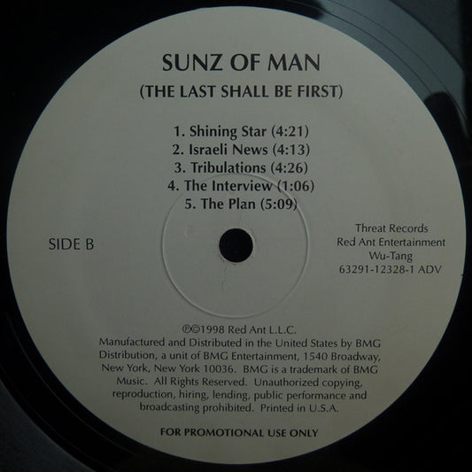 Sunz Of Man – The Last Shall Be First - 1998-Hip Hop , Conscious ( 2 x Vinyl, LP, Album, Promo, Clean )