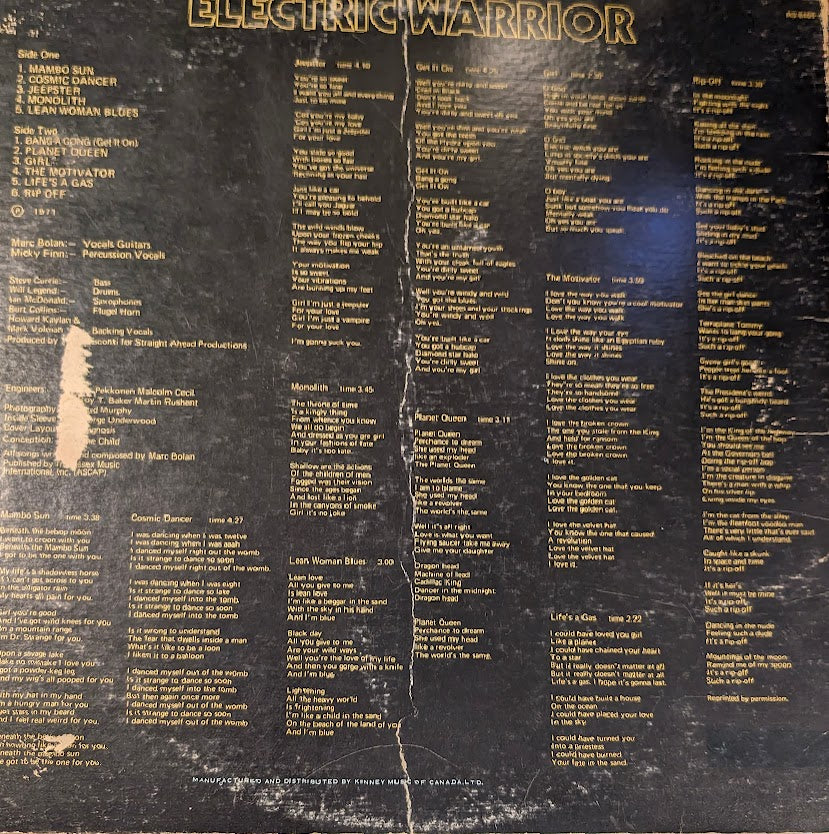 T. Rex ‎– Electric Warrior -1971-Classic Rock, Glam(vinyl)