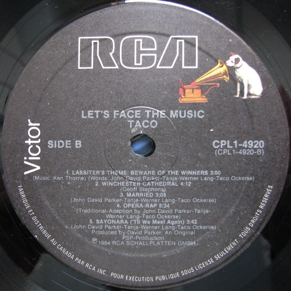 Taco – Let's Face The Music - 1984-Electronic, Pop Style: Synth-pop, Vocal (vinyl)