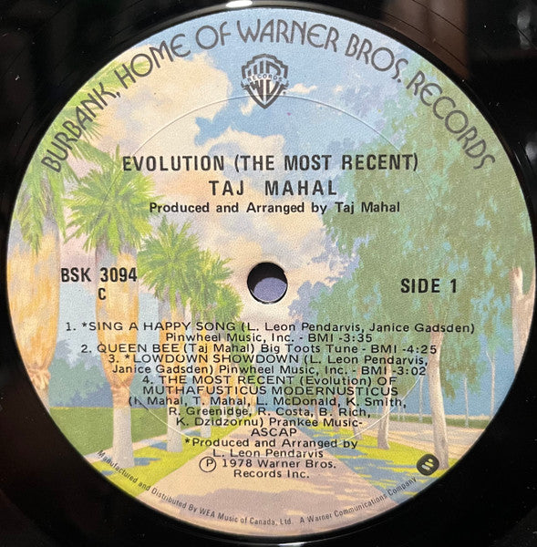 Taj Mahal – Evolution (The Most Recent)   1978 Jazz, Funk / Soul Style: Soul-Jazz, Funk, Latin Jazz (vinyl)