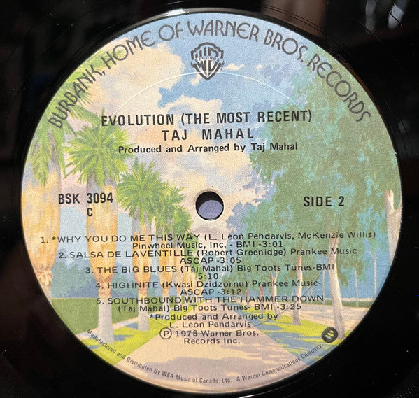 Taj Mahal – Evolution (The Most Recent)   1978 Jazz, Funk / Soul Style: Soul-Jazz, Funk, Latin Jazz (vinyl)