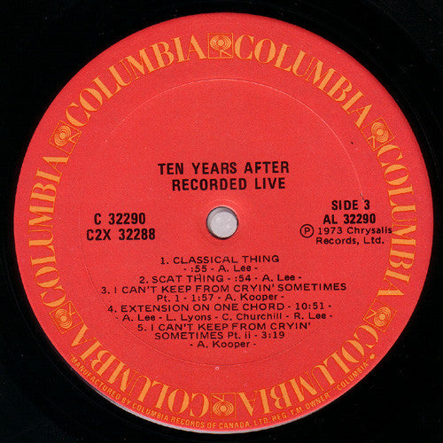 Ten Years After Recorded Live - 2 lp set - 1973-Blues Rock, Hard Rock (Vinyl) Near Mint