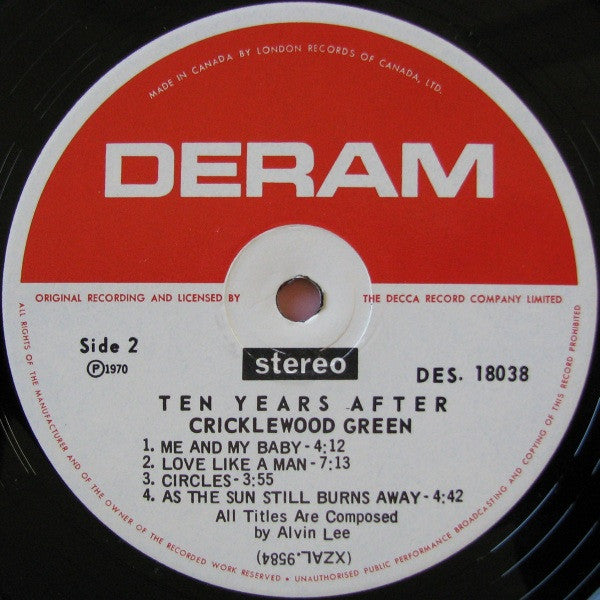 Ten Years After Cricklewood Green -1970-Rock Blues Rock (vinyl)