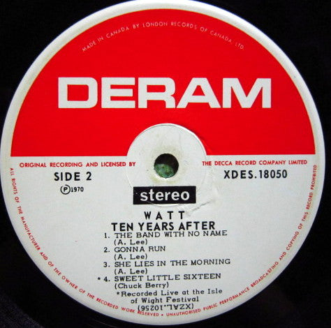 Ten Years After – Watt 1970 Genre: Rock Style: Blues Rock (Vinyl ) N mint