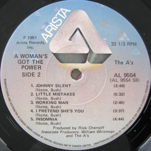 The A's – A Woman's Got The Power 1981-New Wave, Power Pop (Vinyl)