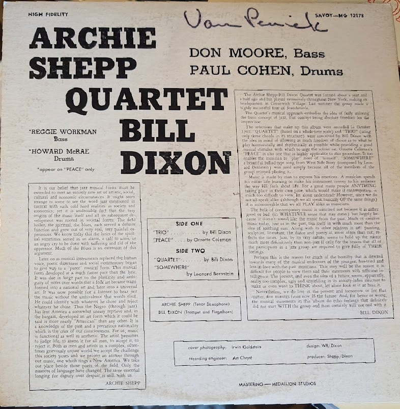 The Archie Shepp-Bill Dixon Quartet – The Archie Shepp-Bill Dixon Quartet 1963-Free Jazz (Very Rare Jazz)