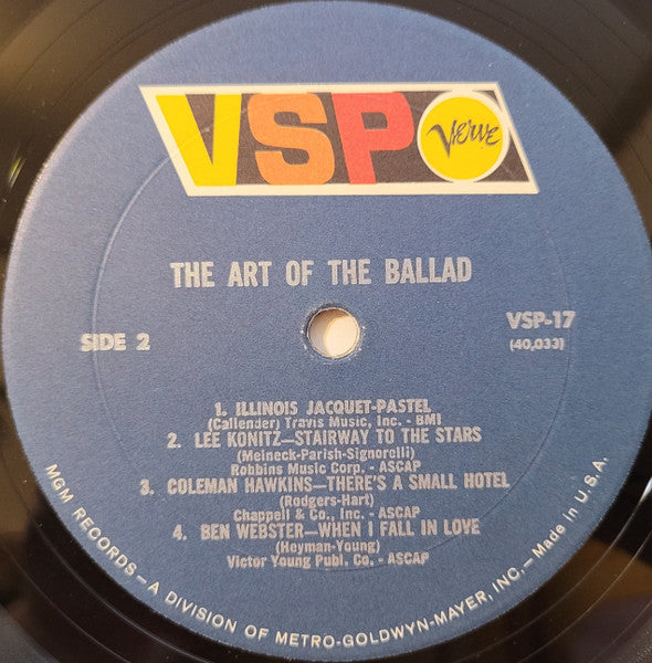 The Art of the Ballad (Jazz / Ballads / Compilation, Vinyl LP) VSP‑17 - Getz, Gillespie, Peterson, Hawkins,++