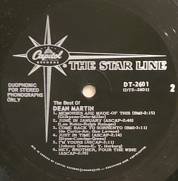 Dean Martin – The Best of Dean Martin Vocal Pop / Jazz (vinyl)