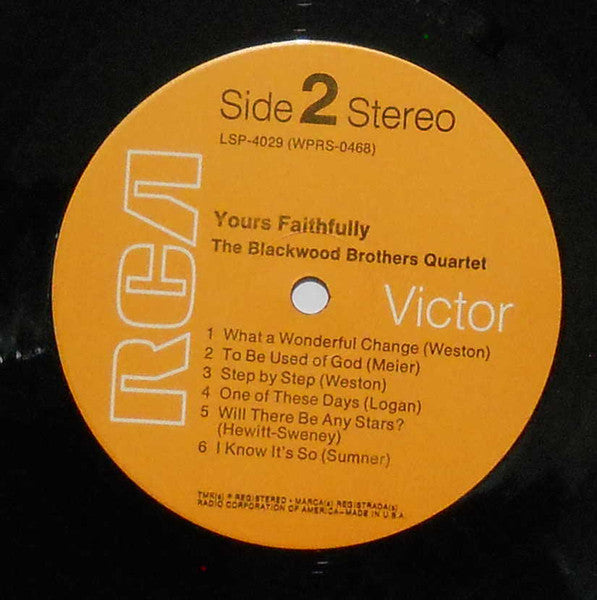 The Blackwood Brothers Quartet – Yours Faithfully 1968 Genre: Non-Music, Folk, World, & Country Style: Gospel, Religious (VINYL)