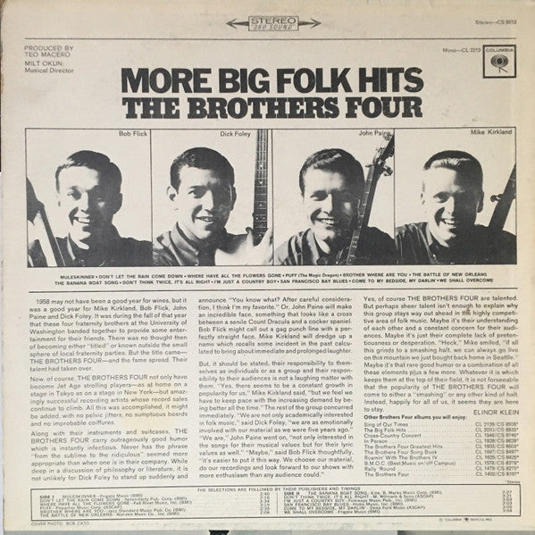 The Brothers Four – More Big Folk Hits 1964-Folk ( Mint Vinyl )