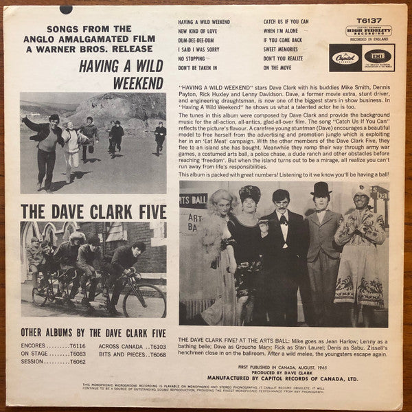 The Dave Clark Five – Having A Wild Weekend (Songs From The Movie)  1965 - Pop, Stage & Screen (Rare Vinyl)