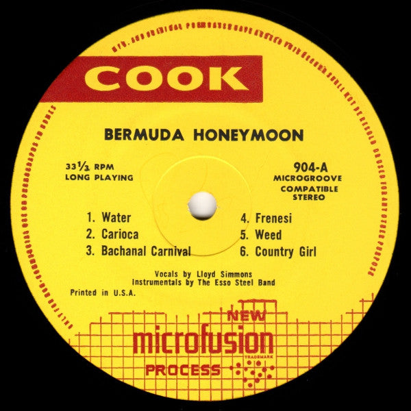 The Esso Steelband Of Bermuda* With Vocals By Lloyd Simmons & Hubert Smith, Jr. – Bermuda Honeymoon - 1958-Pop, Folk, World, & Country ,Steel Band, Instrumental (Vinyl)