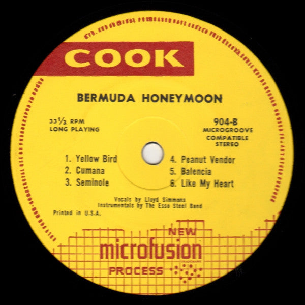 The Esso Steelband Of Bermuda* With Vocals By Lloyd Simmons & Hubert Smith, Jr. – Bermuda Honeymoon - 1958-Pop, Folk, World, & Country ,Steel Band, Instrumental (Vinyl)