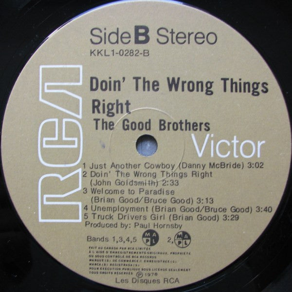 The Good Brothers Doin' The Wrong Things Right - Rock, Folk, World, & Country, Bluegrass, Classic Rock (Vinyl)