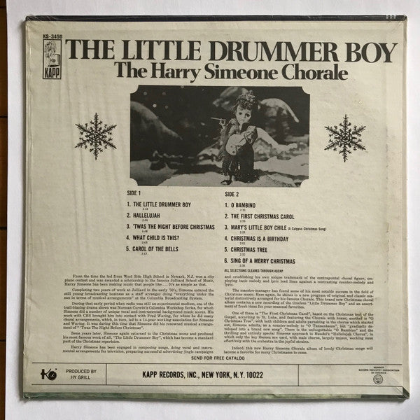 THE HARRY SIMEONE CHORALE – The Little Drummer Boy .1964, Christmas, Pop, Folk, World, & Country (vinyl)