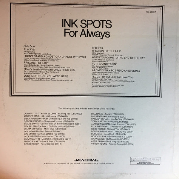 The Ink Spots – For Always - 1973-	Pop, Folk, World, & Country (vinyl)