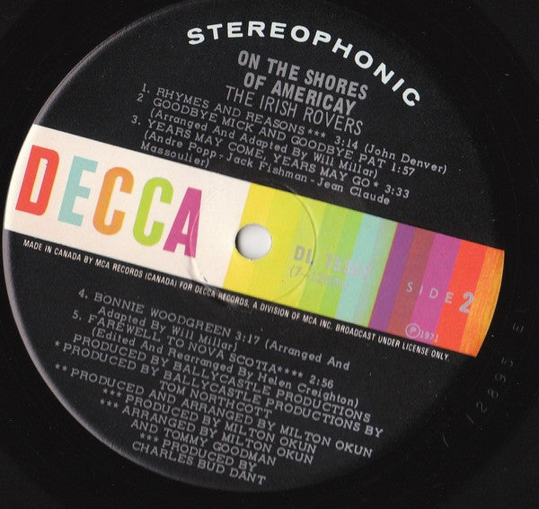 The Irish Rovers – On The Shores Of Americay 1971-Folk, World, & Country Style: Celtic (Vinyl)