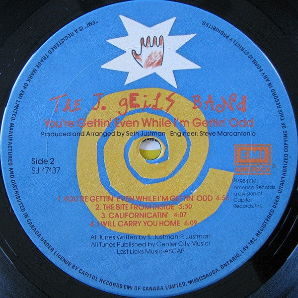 J. Geils Band, the ` ‎– You're Gettin' Even While I'm Gettin' Odd - 1984- Pop Rock (vinyl)