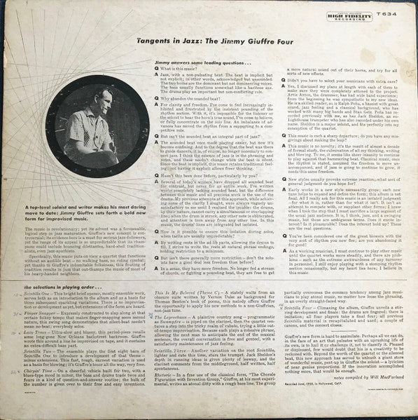 The Jimmy Giuffre Four Tangents In Jazz- 1956-Jazz Style: Cool Jazz (Rare Vinyl)