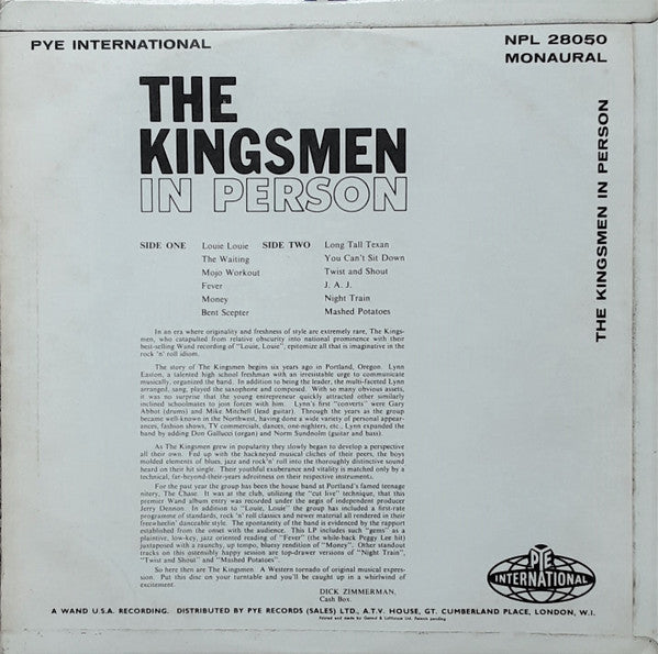 The Kingsmen – The Kingsmen In Person 1963-Rock Style: Garage Rock, Rock & Roll (Rare Vinyl)