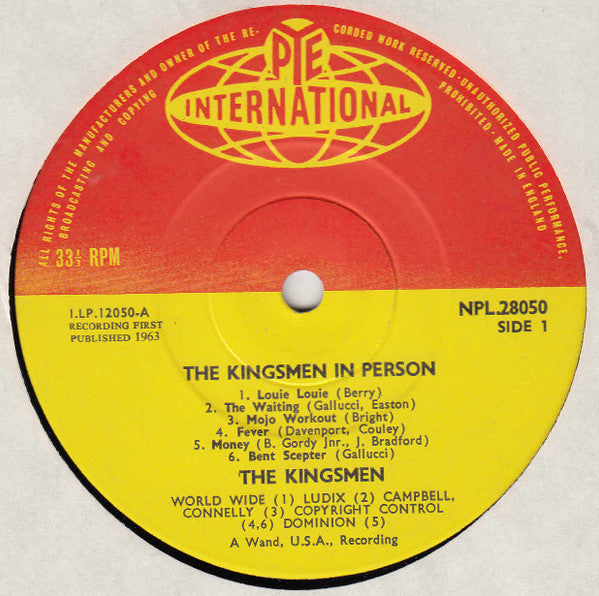 The Kingsmen – The Kingsmen In Person 1963-Rock Style: Garage Rock, Rock & Roll (Rare Vinyl)