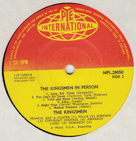 The Kingsmen – The Kingsmen In Person 1963-Rock Style: Garage Rock, Rock & Roll (Rare Vinyl)