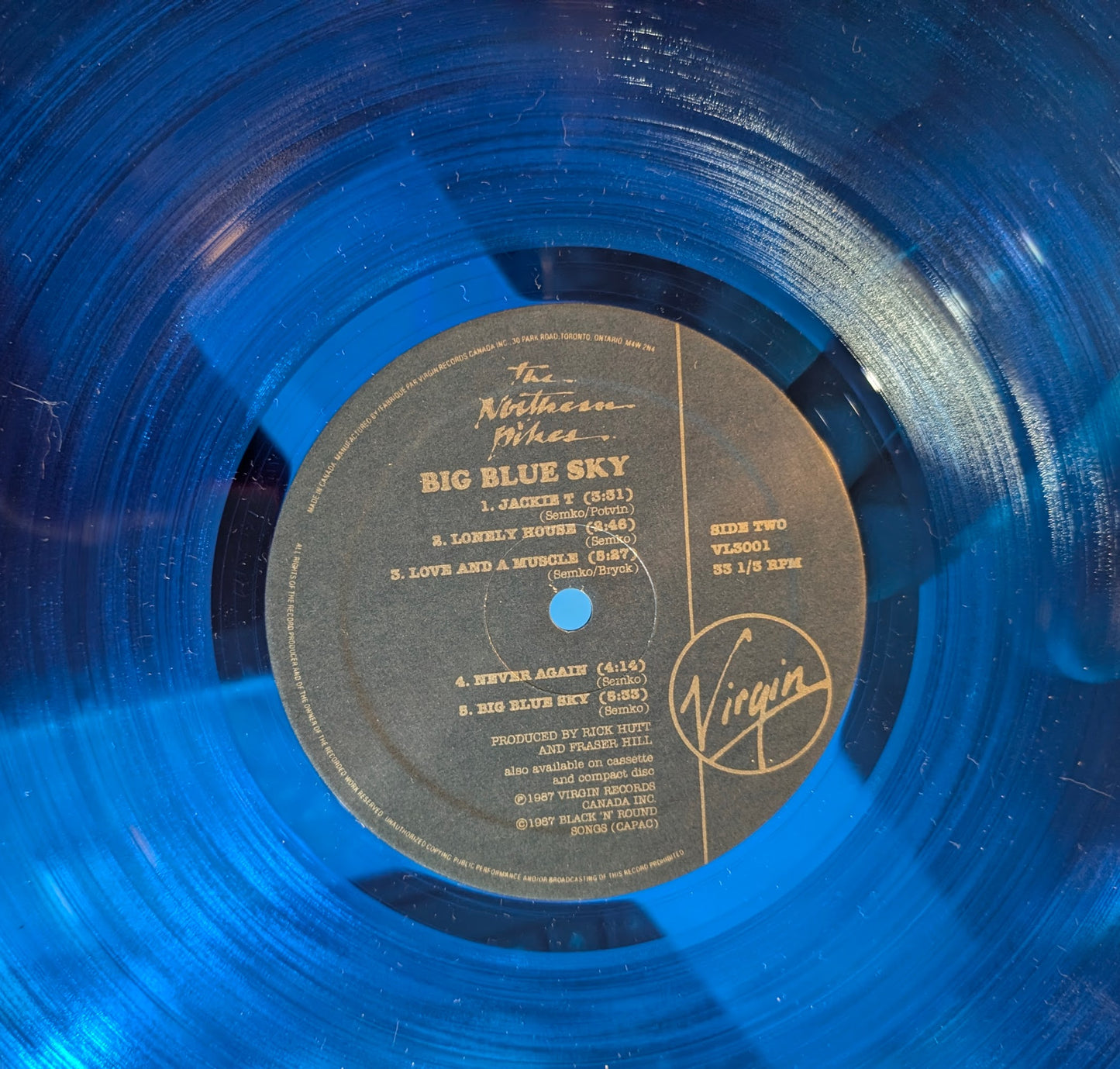 The Northern Pikes – Big Blue Sky (1987, Canada, Translucent Blue Vinyl LP) — Virgin VI‑5001
