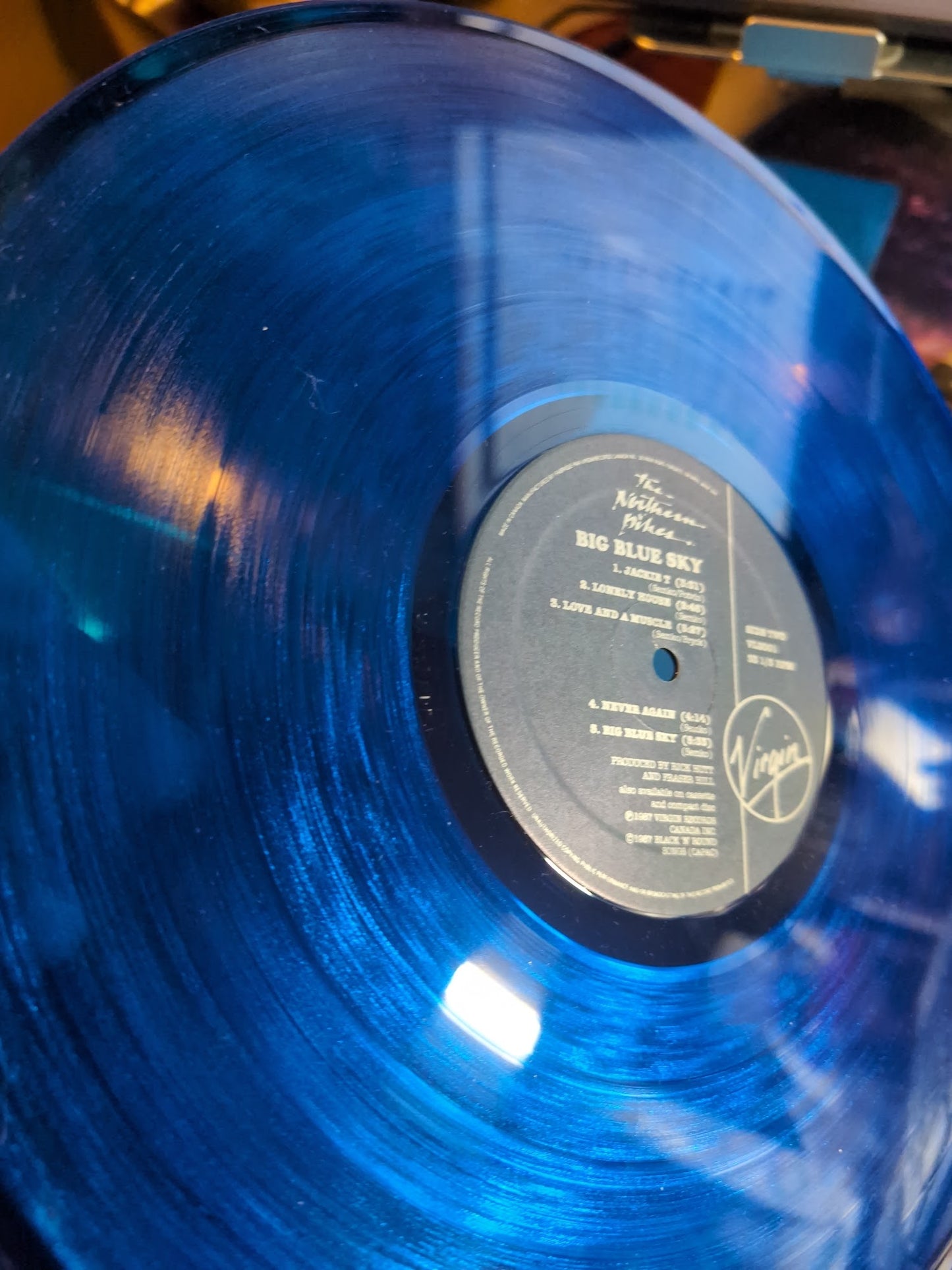 The Northern Pikes – Big Blue Sky (1987, Canada, Translucent Blue Vinyl LP) — Virgin VI‑5001