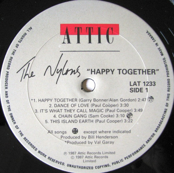 The Nylons – Happy Together - 1987-Rock, Pop Style: Vocal (Vinyl) Mint