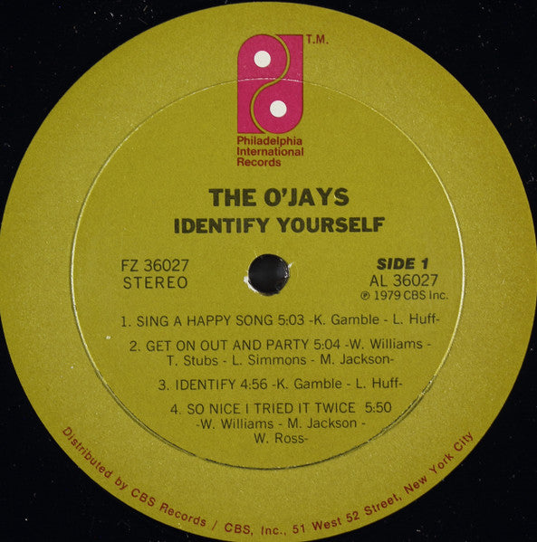 The O'Jays – Identify Yourself Funk / Soul Style: Soul, Funk, Disco 1979 ( clearance vinyl ) Bargain Bin