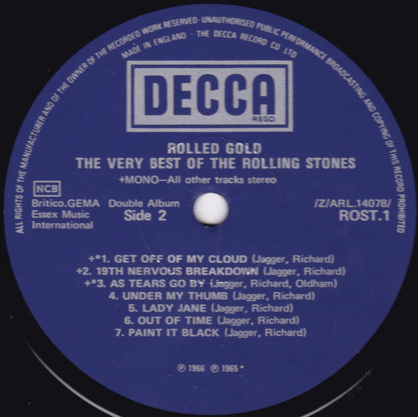 The Rolling Stones – Rolled Gold: The Very Best of The Rolling Stones (Rock / UK Pressing / Compilation, 2xVinyl LP) ROST‑1/2