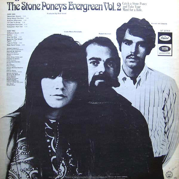 The Stone Poneys – Evergreen Vol. 2 - 1967 -Folk Rock ( rare Vinyl ) Great Shape ! featuring Linda Ronstadt