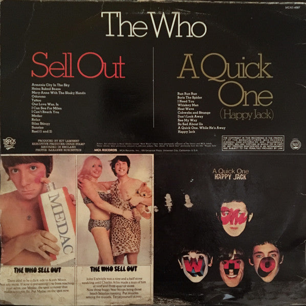 The Who – A Quick One (Happy Jack) / The Who Sell Out 2 lps- 1980  Rock Style: Classic Rock (Vinyl)