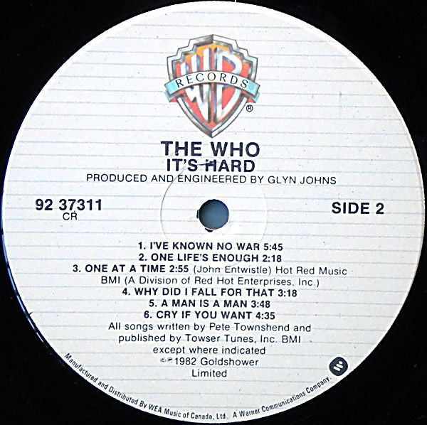 The Who – It's Hard  1982- 	Classic Rock (Vinyl)