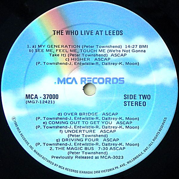 The Who – Live At Leeds - 1980-Rock Classic Rock (Vinyl)