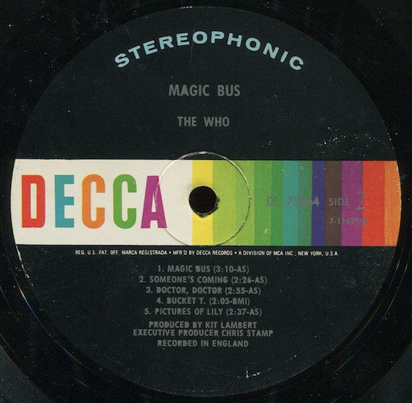The Who – Magic Bus - 1968 Rock Style: Mod  ( vinyl ) marks on vinyl