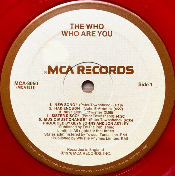 The Who – Who Are You - 1978-Classic Rock, Rock & Roll, Hard Rock (  Limited Edition, Red Vinyl) Near Mint
