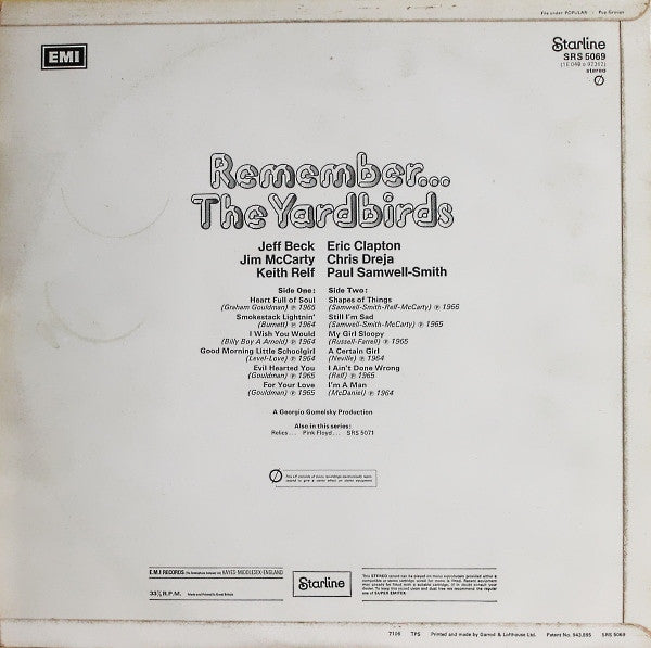 The Yardbirds – Remember... The Yardbirds- 1971-Rock Style: Classic Rock (UK Import Vinyl)
