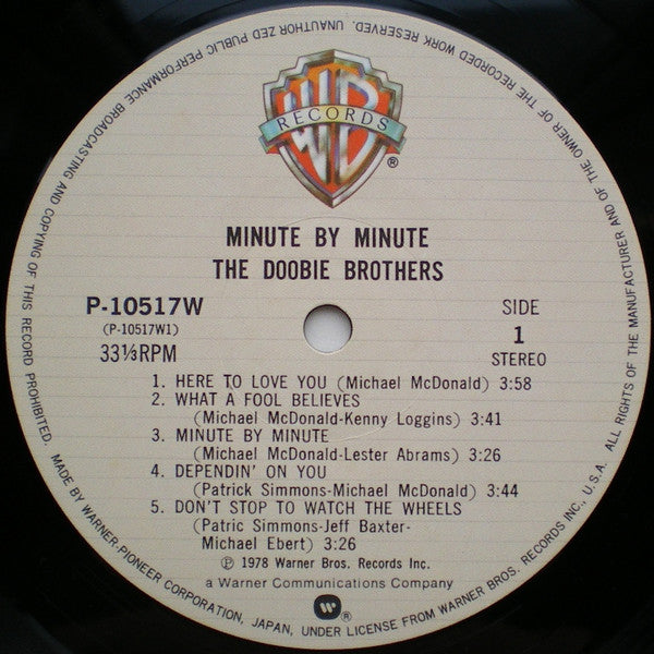 The Doobie Brothers Minute By Minute 1978-	Pop Rock, Classic Rock, AOR - 	Vinyl, LP, Album JAPANESE iMPORT