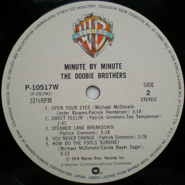 The Doobie Brothers Minute By Minute 1978-	Pop Rock, Classic Rock, AOR - 	Vinyl, LP, Album JAPANESE iMPORT