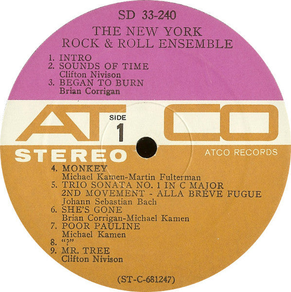 The New York Rock & Roll Ensemble The New York Rock & Roll Ensemble - 1968- Psychedelic Rock, Pop Rock (Vinyl)