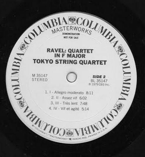 Tokyo String Quartet - Debussy & Ravel – Debussy & Ravel Quartets -1979-Classical Style: Impressionist, Modern  -Album, Promo, Stereo