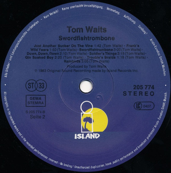 Tom Waits – Swordfishtrombones 1983-Rock Style: Blues Rock, Avantgarde, Acoustic ( Germany Import Vinyl )